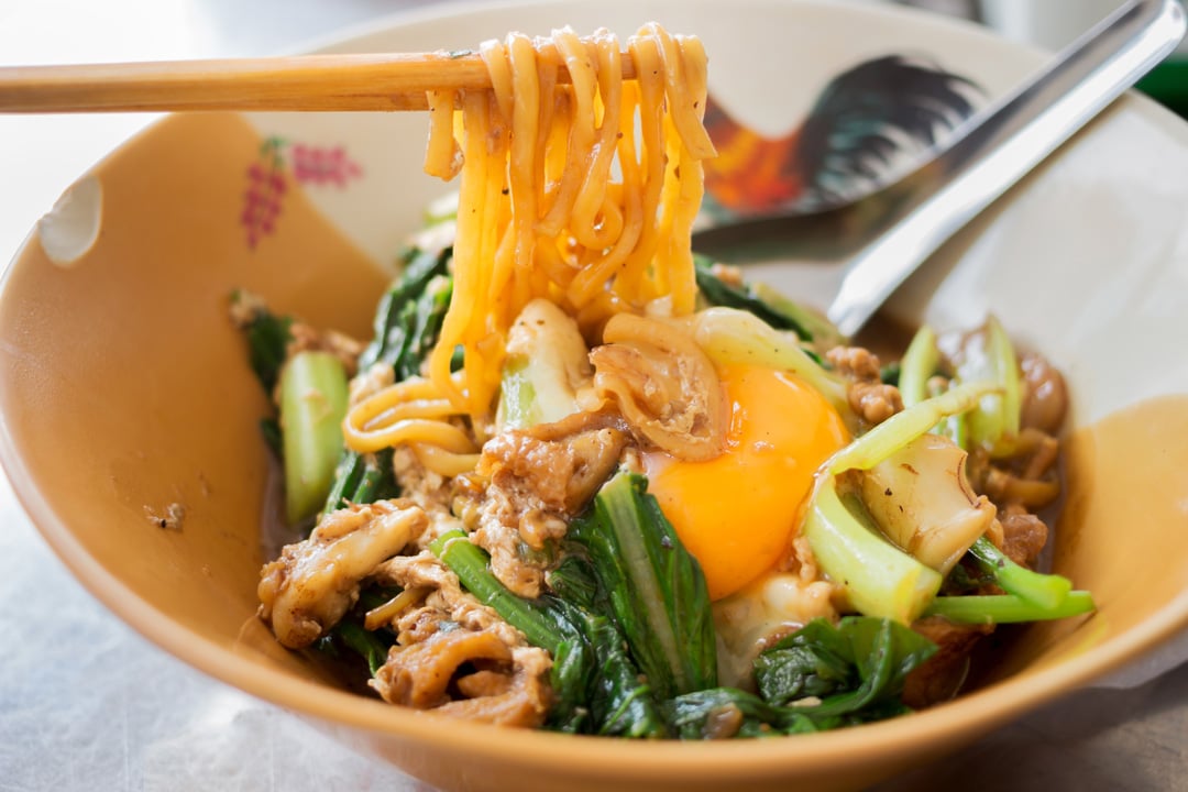 Fried Hokkien noodles with vegetables and egg served at Wangi RSL Bistro and Thai